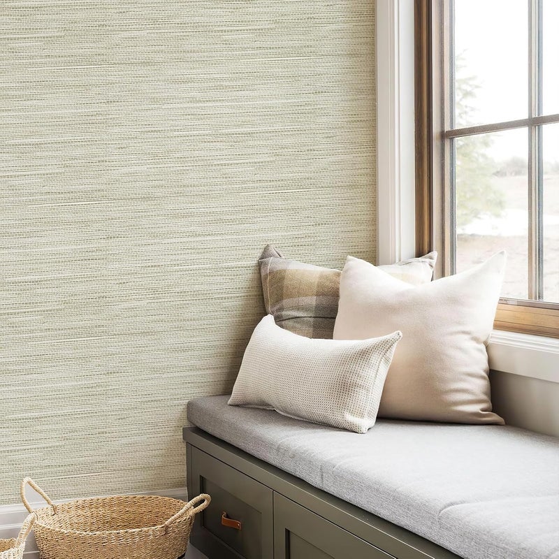 JiffDiff Grasscloth Wallpaper Peel and Stick Cream Grassweave Stick on Wallpaper Textured Self Adhesive Contact Paper 1181" x 17.3" - Image 4